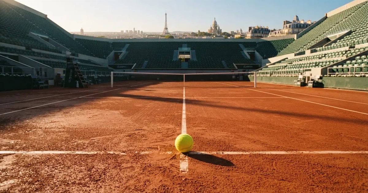 Un balón en el punto central de un campo de césped a la luz de la mañana